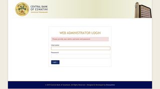 Web Admin Login :: Central Bank of Swaziland