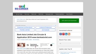 Bank Asia Limited Job Circular & Application 2018 www.bankasia ...