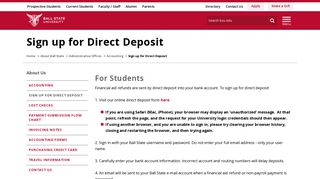 Sign up for Direct Deposit | Ball State University