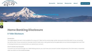 Home Banking Disclosure | Cascade Central Credit Union