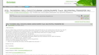 ICQ: 741920041 SELL CVV(CCV)/BANK LOGIN/DUMPS Track 1&2/PAYPAL ...