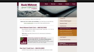 Report Lost or Stolen Card - Bank Midwest