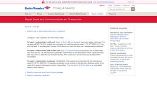 Report Suspicious Communications and Transactions - Bank of America