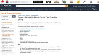 Amazon.com Help: Types of Credit & Debit Cards That Can Be Used