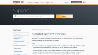 Accepted payment methods - Amazon Pay