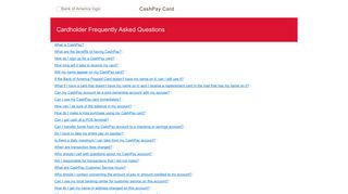 CashPay Card - FAQ - Bank of America