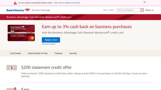 Business Advantage Cash Rewards Mastercard® from Bank of America