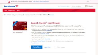 Cash Back Credit Cards & Cash Rewards Credit ... - Bank of America