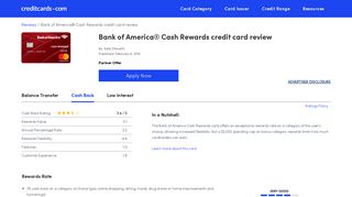 Bank of America Cash Rewards Credit Card Review - CreditCards.com