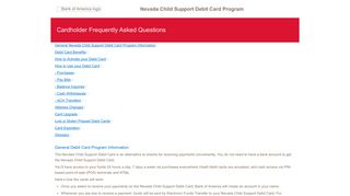 Nevada Child Support Debit Card Program - FAQ
