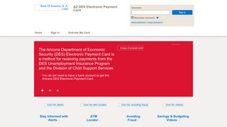 AZ DES Electronic Payment Card - Home Page - Bank of America