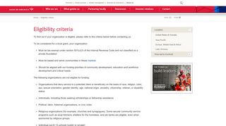 Eligibility criteria from Bank of America