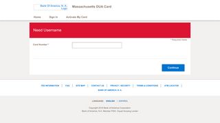 Massachusetts DUA Card - Need Username - Bank of America