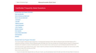 Massachusetts DUA Card - FAQ - Bank of America