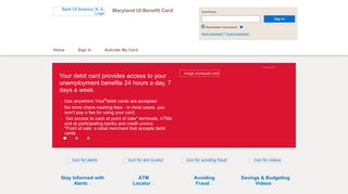 Maryland UI Benefit Card - Home Page - Bank of America
