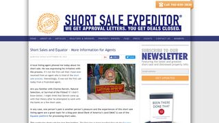 Short Sales and Equator - More Information for Agents