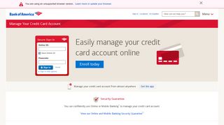 Credit Card Account Management with Bank of America