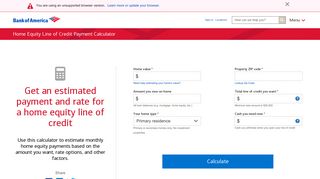 Home Equity Line of Credit Payment Calculator - Bank of America