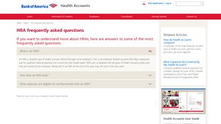 FAQs - Health Reimbursement Arrangement (HRAs) - Bank of America