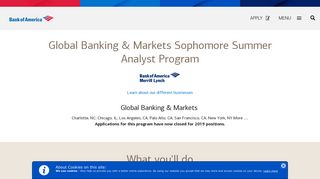 Global Banking & Markets Sophomore Summer ... - Bank of America