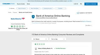 Bank of America Online Banking - ConsumerAffairs.com