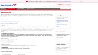 Assistance With Making Credit Card Payments | Bank of America