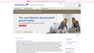 Small Business Self-Service Payroll FAQs - Bank of America