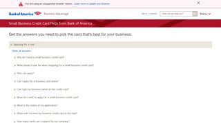 Small Business Credit Card FAQs from Bank of America