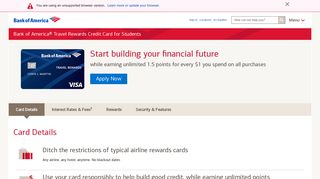 Bank of America® Travel Rewards Credit Card for Students
