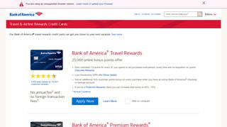 Travel & Airline Rewards Credit Cards - Bank of America