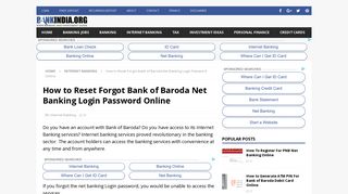 How to Reset Forgot Bank of Baroda Net Banking Login Password ...