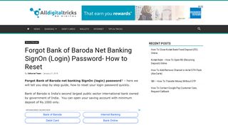 Forgot Bank of Baroda Net Banking SignOn (Login) Password- How to ...