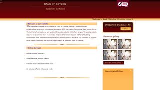 Bank of Ceylon : Internet Banking Services