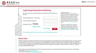 BOCHK Internet Banking - Welcome to Internet Banking - Bank of ...