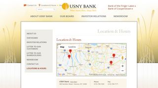 Locations & Hours | USNY Bank | Geneva, NY