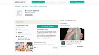 Bank of Easton - 2 Locations, Hours, Phone Numbers …
