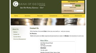 Bank of George > About Us > Contact Us