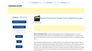 Bank of Hampton Roads Online Banking Login | Bank Login