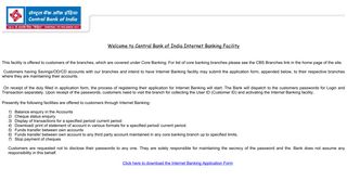 Central Bank of India - Internet Banking Facility