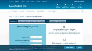 Retirement Planning Calculator - Bank of Ireland