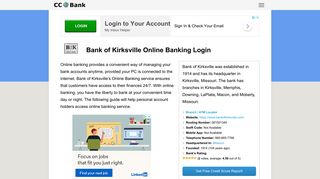 Bank of Kirksville Online Banking Login - CC Bank