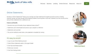 Online Statements : Bank of Lake Mills