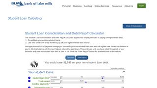 Student Loan Calculator : Bank of Lake Mills