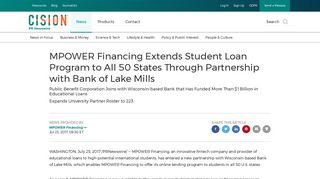 MPOWER Financing Extends Student Loan Program to All 50 States ...