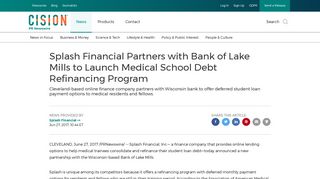Splash Financial Partners with Bank of Lake Mills to Launch Medical ...