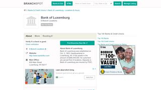 Bank of Luxemburg - 6 Locations, Hours, Phone Numbers …