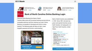 Bank of North Carolina Online Banking Login - CC Bank