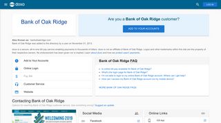 Bank of Oak Ridge: Login, Bill Pay, Customer Service and Care Sign-In