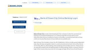 Bank of Ocean City Online Banking Login | Bank Login