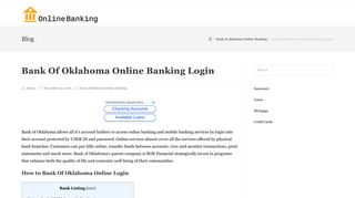 Bank Of Oklahoma Online Banking Login |